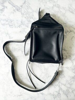 Rag & Bone Elliot Sling Bag in Black Smooth Leather